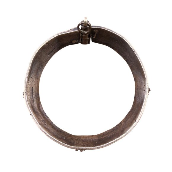 Antique Unknown Womens Silver Tone Metal Hinged Bracelet Intricate Handmade Desi - Picture 5 of 7